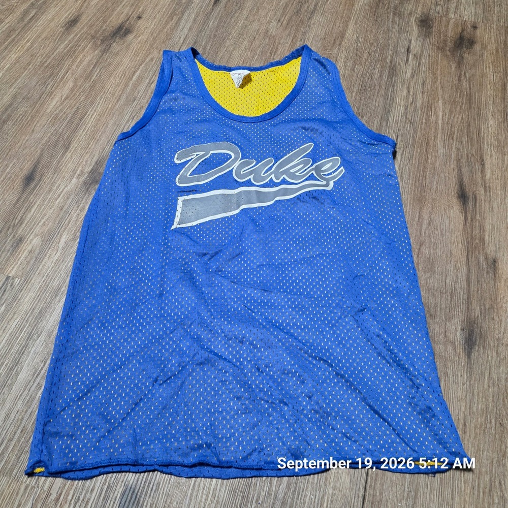 Vintage Jesco Duke Blue Devils Mesh Basketball Jersey Blue Yellow #15 Mens M